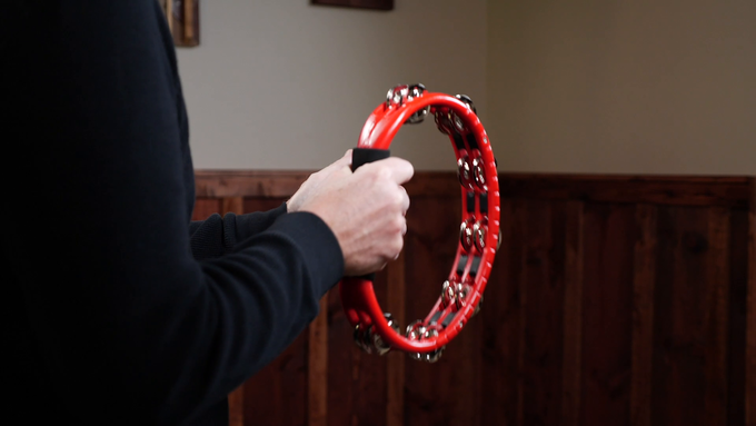 Hand Held Molded ABS Tambourine, Red, Nickel Plates Steel Jingles video